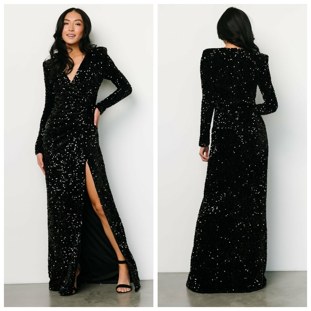 Baltic Born Madonna Black Sequin Maxi Dress